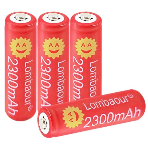Great Power Akku Ni-MH, wiederaufladbar, AA 2300 mAh, 1,2 V, doppelte Kapazität, Vorladung, langlebig, für Mikrofone, TV-Fernbedienungen, kabellose Maus, Tastaturen, Gehweg-Lichter (4 Stück) von Lombaour
