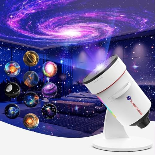 Sternenhimmel Projektor, 4K HD Projektor Lampe Sternenhimmel für Schlafzimmer, 12 Planeten Discs LED Sternenhimmel Projektor mit RGB Nachtlicht für Schlafzimmer/Party/Decke von Lomoo