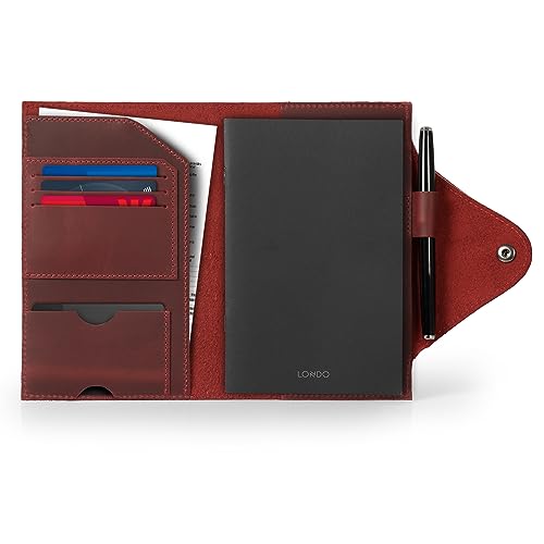 Londo Echtleder Portfolio – Schreibmappe mit Notizblock & Druckknopfverschluss für Business, Büro & Reisen von Londo