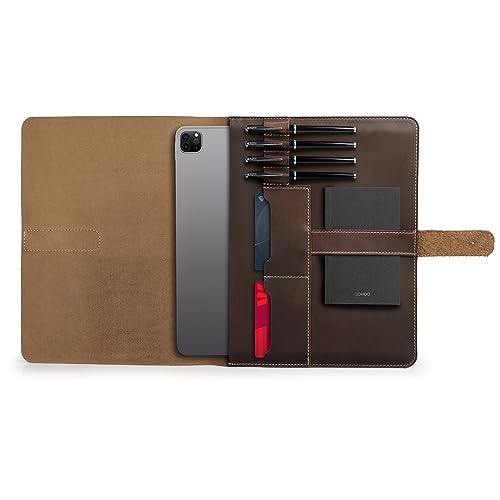 Londo Echtleder Tablet Hülle – iPad Pro 12.9 Case mit Zwei Kartenfächern & Leder Stift-/Apple Pencil Halter von Londo