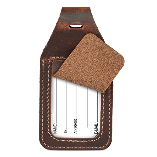 Londo Genuine Leather Luggage ID Tag with AirTag Slot (Light Brown) von Londo