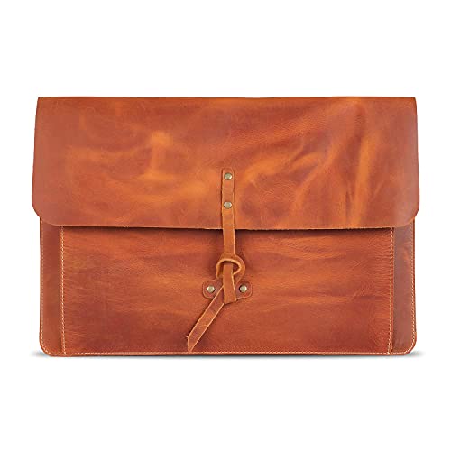 Londo Real Grain Leather MacBook Pro Case with Front Pocket & Flap Closure (Kamel, 15-16 Zoll), OTTO505 von Londo