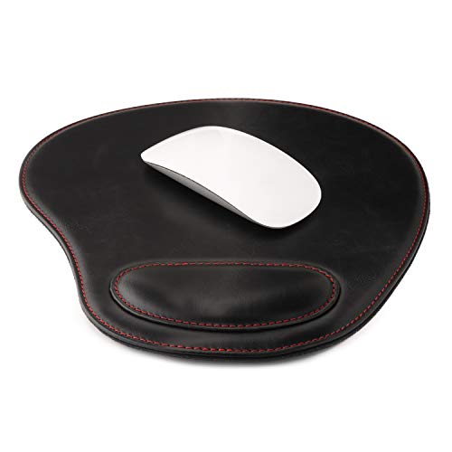 Londo Tapis de Souris Ovale en Cuir PU Avec Repose Poignet - Ergonomique Confort Tapis de Souris (Noir) von Londo