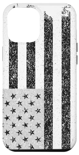 Hülle für iPhone 13 Pro Max US-Flagge von Amerika in super grungy schwarz und weiß von LoneStarDesigns