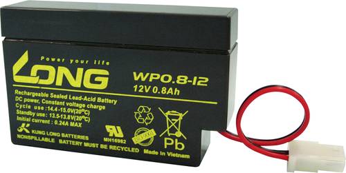 Long WP0.8-12 WP0.8-12 Bleiakku 12V 0.8Ah Blei-Vlies (AGM) (B x H x T) 96 x 62 x 25mm AMP-Buchse Ger von Long