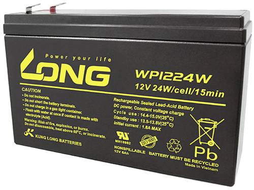 Long WP1224W WP1224W Bleiakku 12V 6Ah Blei-Vlies (AGM) (B x H x T) 151 x 101 x 51mm Flachstecker 6.3 von Long