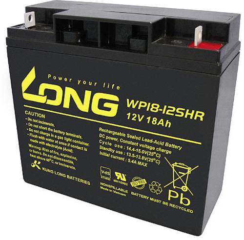 Long WP18-12SHR WP18-12SHR Bleiakku 12V 18Ah Blei-Vlies (AGM) (B x H x T) 181 x 167 x 76mm M5-Schrau von Long