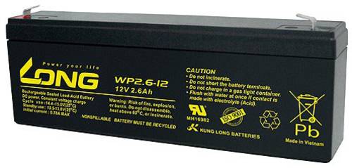 Long WP2.6-12 WP2.6-12 Bleiakku 12V 2.6Ah Blei-Vlies (AGM) (B x H x T) 178 x 66 x 35mm Flachstecker von Long