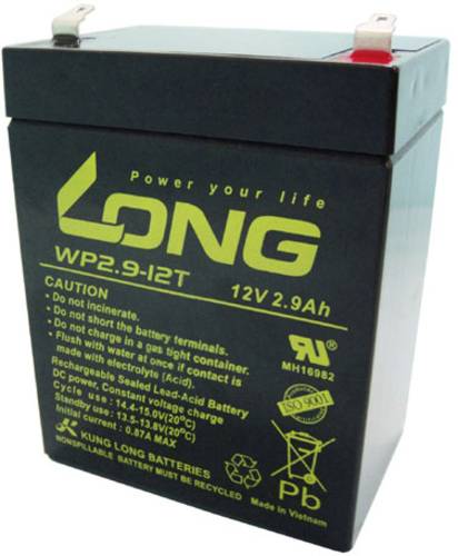 Long WP2.9-12 WP2.9-12 Bleiakku 12V 2.9Ah Blei-Vlies (AGM) (B x H x T) 79 x 107 x 56mm Flachstecker von Long