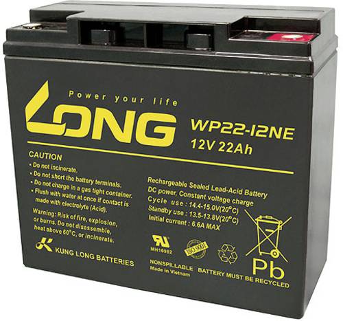 Long WP22-12NE WP22-12NE Bleiakku 12V 22Ah Blei-Vlies (AGM) (B x H x T) 181 x 167 x 76mm M5-Schrauba von Long