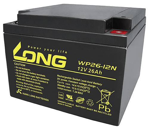 Long WP26-12N-M WP26-12N-M Bleiakku 12V 26Ah Blei-Vlies (AGM) (B x H x T) 166 x 125 x 175mm M5-Schra von Long