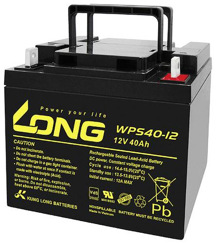 Long WPS40-12 WPS40-12 Bleiakku 12V 40Ah Blei-Vlies (AGM) (B x H x T) 199 x 171 x 166mm M6-Schrauban von Long