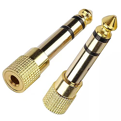 Longivia® 2 Stück HQ Klinkenstecker Adapter 6.35mm auf 3.5mm Reines Kupfer mit Vergoldete Kontakte Stereo Klinke Adapter 6 3 auf 3 5 Jack Klinkenadapter für Keyboard, Lautsprecher, Kopfhörer von Longivia