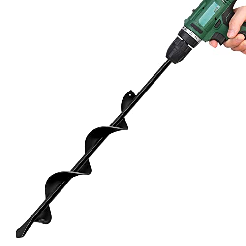 LONGRUN Gartenbohrer, 4.3 x 38 cm Erdbohrer für Akkuschrauber, Garten Schneckenbohrer, Erdbohrer für Bohrmaschine, Hand Erdbohrer, Blumenzwiebel Bohrer von Longrun