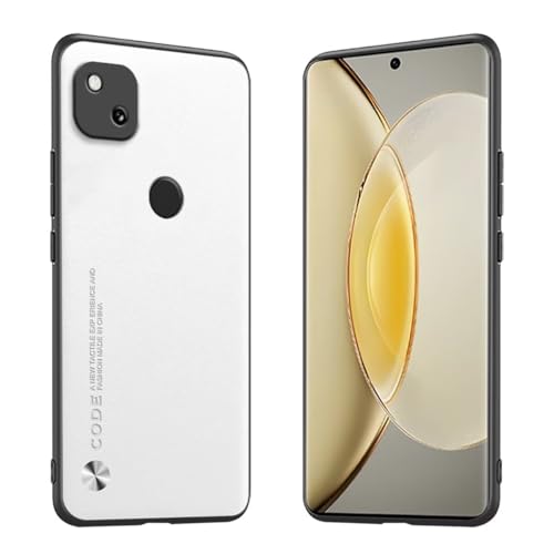 Longstong Handyhülle Passend für Google Pixel 4a (4G) (5.81"), Code-Serie Metall-Leder Hülle Schutzhülle - Weiß von Longstong