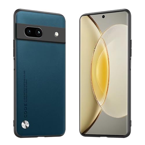 Longstong Handyhülle Passend für Google Pixel 7A (6.1"), Code-Serie Metall-Leder Hülle Schutzhülle - Saphir von Longstong