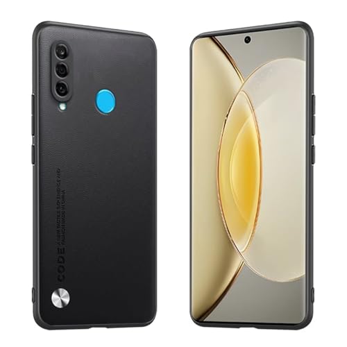 Longstong Handyhülle Passend für Huawei P30 Lite (6.15"), Code-Serie Metall-Leder Hülle Schutzhülle - Schwarz von Longstong