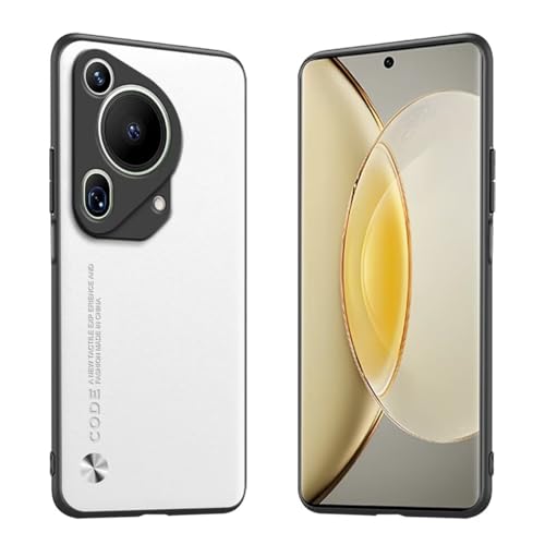 Longstong Handyhülle Passend für Huawei Pura 70 Ultra/Huawei P70 Ultra (6.8"), Code-Serie Metall-Leder Hülle Schutzhülle - Weiß von Longstong