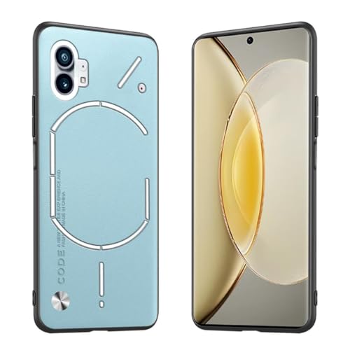 Longstong Handyhülle Passend für NothingPhone (1) / Nothing Phone 1 (6.55"), Code-Serie Metall-Leder Hülle Schutzhülle - Hellblau von Longstong