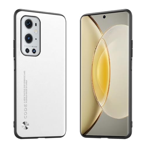 Longstong Handyhülle Passend für OnePlus 9 Pro (6.7"), Code-Serie Metall-Leder Hülle Schutzhülle - Weiß von Longstong