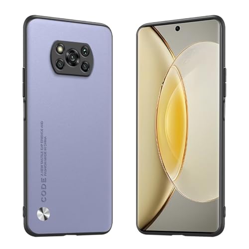 Longstong Handyhülle Passend für Poco X3 Pro/Poco X3 NFC (6.67"), Code-Serie Metall-Leder Hülle Schutzhülle - Helles Lila von Longstong