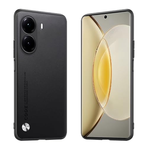Longstong Handyhülle Passend für Poco X7 Pro 5G (6.67"), Code-Serie Metall-Leder Hülle Schutzhülle - Schwarz von Longstong
