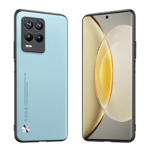 Longstong Handyhülle Passend für Realme 8 / Realme 8 Pro (6.4"), Code-Serie Metall-Leder Hülle Schutzhülle - Hellblau von Longstong