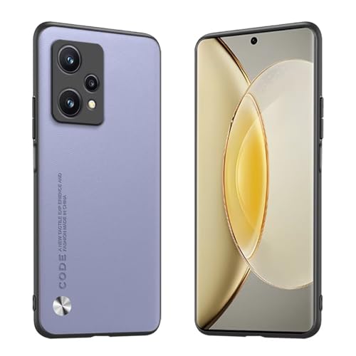 Longstong Handyhülle Passend für Realme 9 5G / Realme 9 Pro (6.59"), Code-Serie Metall-Leder Hülle Schutzhülle - Helles Lila von Longstong