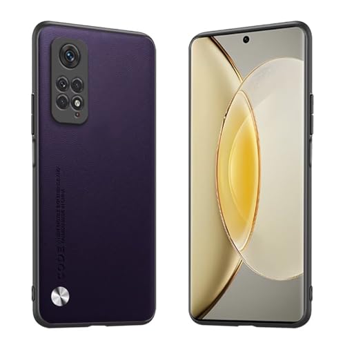 Longstong Handyhülle Passend für Redmi Note 11 / Note 11S (4G) (6.43"), Code-Serie Metall-Leder Hülle Schutzhülle - Dunkelviolett von Longstong