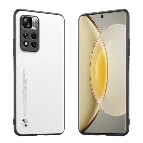 Longstong Handyhülle Passend für Redmi Note 11 Pro+ 5G / Redmi Note11 ProPlus (6.67"), Code-Serie Metall-Leder Hülle Schutzhülle - Weiß von Longstong