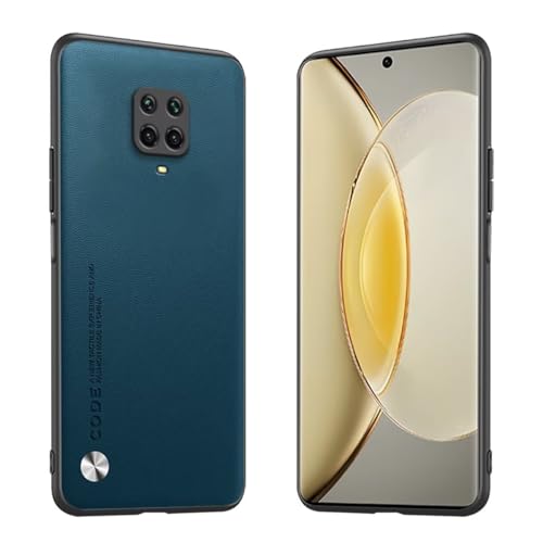 Longstong Handyhülle Passend für Redmi Note 9S / Note 9 Pro (6.67"), Code-Serie Metall-Leder Hülle Schutzhülle - Saphir von Longstong