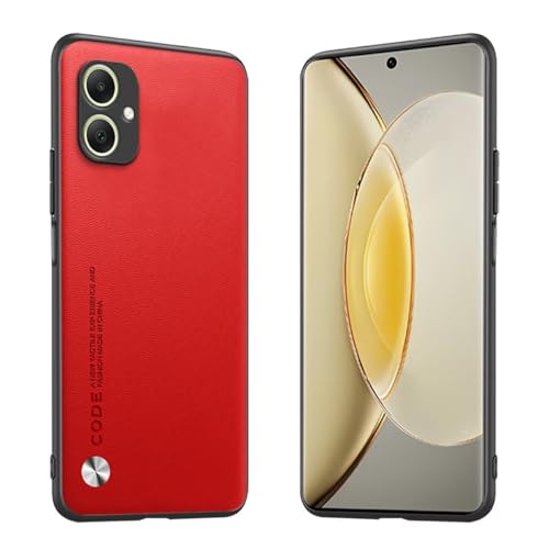 Longstong Handyhülle Passend für Samsung Galaxy A05 (6.7"), Code-Serie Metall-Leder Hülle Schutzhülle - Rot von Longstong