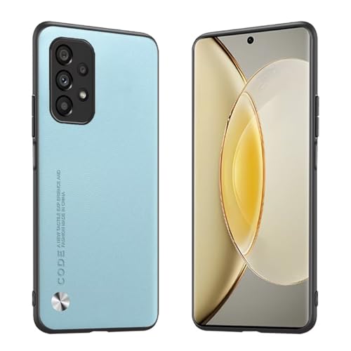 Longstong Handyhülle Passend für Samsung Galaxy A52 / A52 5G / A52s 5G (6.5"), Code-Serie Metall-Leder Hülle Schutzhülle - Hellblau von Longstong