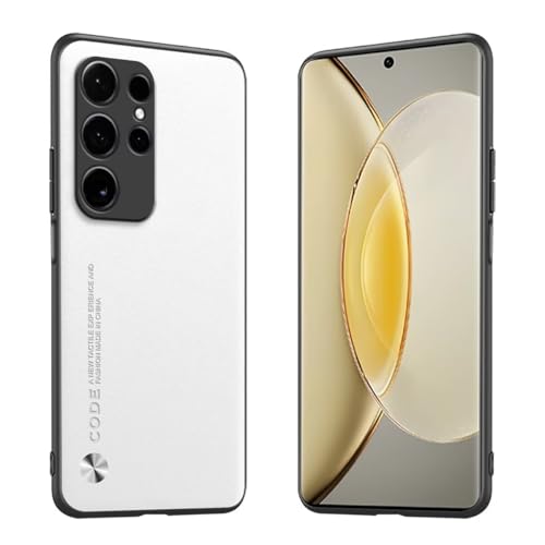 Longstong Handyhülle Passend für Samsung Galaxy S25 Ultra (6.8"), Code-Serie Metall-Leder Hülle Schutzhülle - Weiß von Longstong