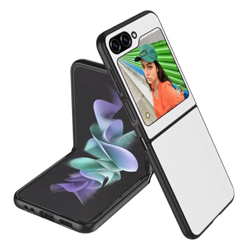 Longstong Handyhülle Passend für Samsung Galaxy Z Flip6 / Samsung Galaxy Flip 6 2024 (6.7"), Code-Serie Metall-Leder Hülle Schutzhülle - Weiß von Longstong