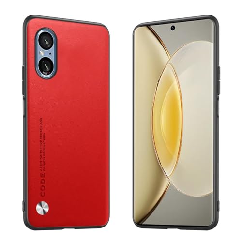 Longstong Handyhülle Passend für Smartphone, Compatible with Sony Xperia 5 V (6.1"), Code-Serie Metall-Leder Hülle Schutzhülle - Rot von Longstong