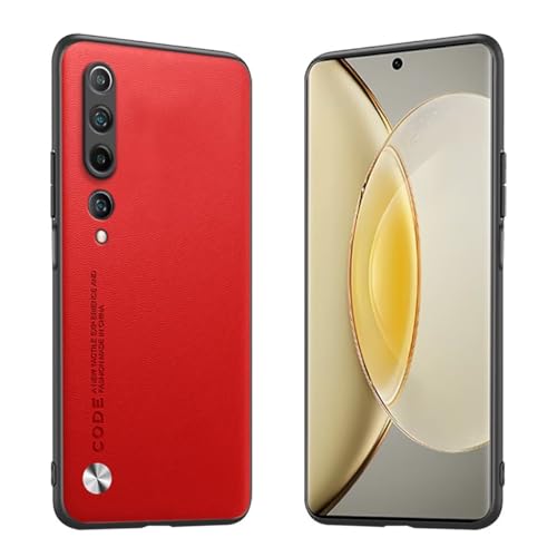 Longstong Handyhülle Passend für Xiaomi MI 10 5G (6.67"), Code-Serie Metall-Leder Hülle Schutzhülle - Rot von Longstong