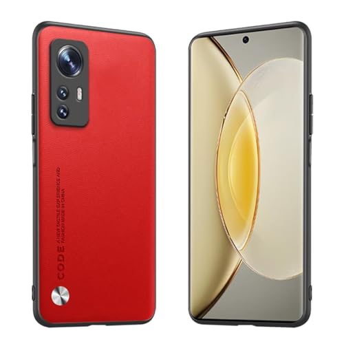 Longstong Handyhülle Passend für Xiaomi MI 12 / Xiaomi MI 12X (6.28"), Code-Serie Metall-Leder Hülle Schutzhülle - Rot von Longstong