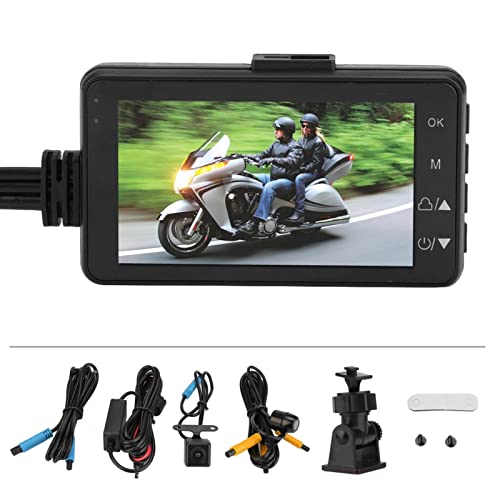 Motorrad Kamera Motorrad Dash Cam 1080P HD Dual Lens Video Recorder Motorrad Action Kamera, 3 Zoll LCD Bildschirm, IP68 Wasserdicht, Eingebautes hochempfindliches Mikrofon von Longzhuo