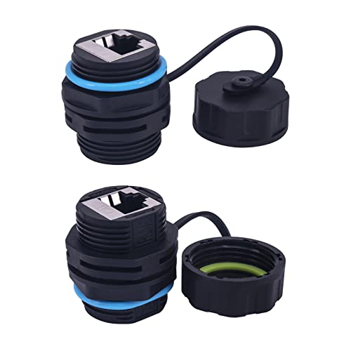 Lonlonty 2X Panel Montage RJ45 Stecker CAT6/5 IP68 Wasserdicht Staubdicht Geschirmte Ethernet RJ45-Buchse LAN Kabelkoppler Netzwerkkabelstecker 2 STÜCKE von Lonlonty