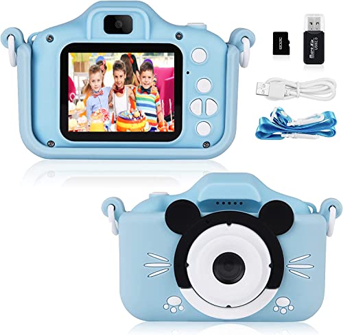 Kinder Kamera，Digitalkamera Kinder mit 2,0 Zoll Bildschirm 1080P HD，(Blau or Rosa Wählen) Geschenke für 3-12 Jahre Jungen und mädchen，Eingebaute 32GB SD-Karte von Lonnalee