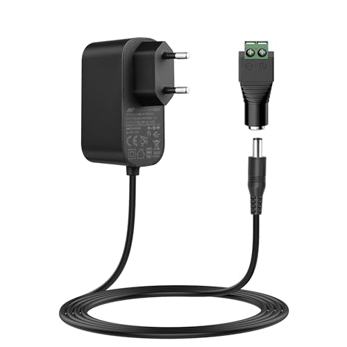 Lonnky 12V 3A Netzteiladapter für CCTV-Kamera, LED Streifen Licht, 5,5 x 2,1mm DC Buchse Steckverbinder, Universelles Netzteil mit 1,8M Kabel, Schwarz von Lonnky