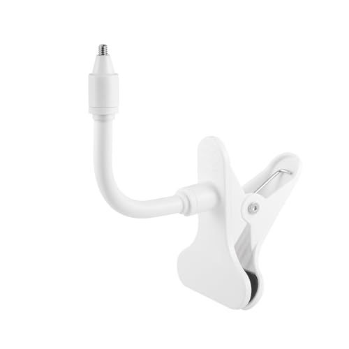 Lonnky Flexible Klemmhalterung für Ring Indoor Cam, Stick Up Cam, Arlo, Motorola, VTech VM901/VM924/VM928/VM923, Owlet, 1/4 Zoll Gewinde Kameras, Schwanenhals-Halterung ohne Werkzeug, Weiß, 2 Stück von Lonnky