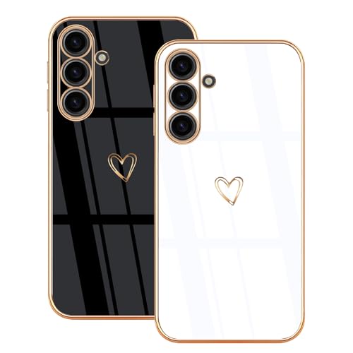 Lonrapa 2 Stück Hülle für Samsung Galaxy A16 5G Handyhülle Süße Herz Muster Motiv für Mädchen Frauen Farbe Galvanisierte Silikon Stoßfest Schutzhülle Galaxy A16 4G Phone Case Cover - Schwarz & Weiß Lonrapa 2 Stück Hülle für Samsung Galaxy A16 5G Handyhülle Süße Herz Muster Motiv für Mädchen Frauen Farbe Galvanisierte Silikon Stoßfest Schutzhülle Galaxy A16 4G Phone Case Cover - Schwarz & Weiß von Lonrapa