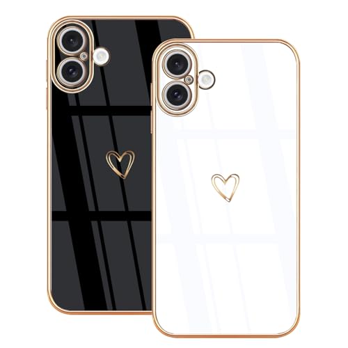 Lonrapa 2 Stück Hülle für iPhone 16 Handyhülle Süße Herz Muster Motiv für Mädchen Frauen Farbe Galvanisierte TPU Silikon Stoßfest Schutzhülle iPhone 16 Phone Case Cover - Schwarz & Weiß Lonrapa 2 Stück Hülle für iPhone 16 Handyhülle Süße Herz Muster Motiv für Mädchen Frauen Farbe Galvanisierte TPU Silikon Stoßfest Schutzhülle iPhone 16 Phone Case Cover - Schwarz & Weiß von Lonrapa