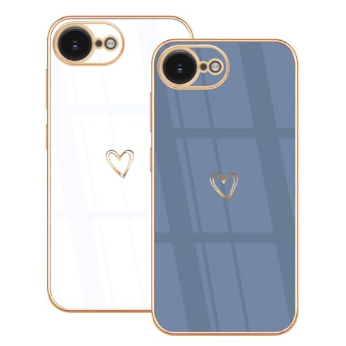 Lonrapa 2 Stück Hülle für iPhone 16e Handyhülle mit Süße Herz Muster Motiv Weiche TPU Silikon Stoßfest Bumper Schutzhülle iPhone 16e 2025 Phone Case Cover für Mädchen Frauen - Weiß & Blau Lonrapa 2 Stück Hülle für iPhone 16e Handyhülle mit Süße Herz Muster Motiv Weiche TPU Silikon Stoßfest Bumper Schutzhülle iPhone 16e 2025 Phone Case Cover für Mädchen Frauen - Weiß & Blau von Lonrapa