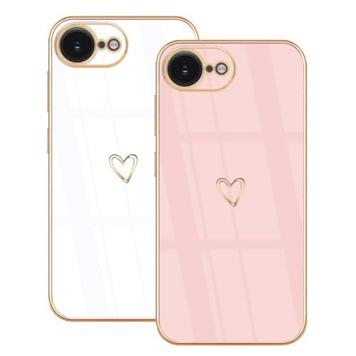 Lonrapa 2 Stück Hülle für iPhone 16e Handyhülle mit Süße Herz Muster Motiv Weiche TPU Silikon Stoßfest Bumper Schutzhülle iPhone 16e 2025 Phone Case Cover für Mädchen Frauen - Weiß & Rosa Lonrapa 2 Stück Hülle für iPhone 16e Handyhülle mit Süße Herz Muster Motiv Weiche TPU Silikon Stoßfest Bumper Schutzhülle iPhone 16e 2025 Phone Case Cover für Mädchen Frauen - Weiß & Rosa von Lonrapa