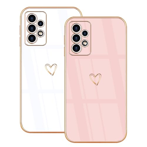 Lonrapa 2 Stück Samsung Galaxy A33 5G Handyhülle Cute Herz Muster Motiv Hülle für Mädchen Frauen Farbe Galvanisierte Weich TPU Silikon Stoßfest Schutzhülle Galaxy A33 5G Case Cover - Weiß & Rosa Lonrapa 2 Stück Samsung Galaxy A33 5G Handyhülle Cute Herz Muster Motiv Hülle für Mädchen Frauen Farbe Galvanisierte Weich TPU Silikon Stoßfest Schutzhülle Galaxy A33 5G Case Cover - Weiß & Rosa von Lonrapa