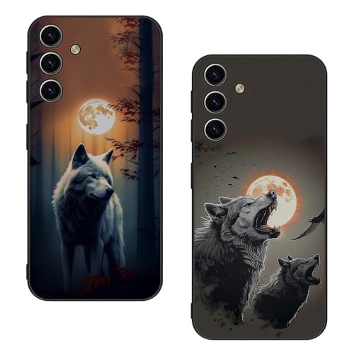 Lonrapa 2 Stück Silikon Hülle für Samsung Galaxy A14 5G / 4G Handyhülle Stoßfeste Kratzfeste Rundumschutz Schutzhülle Motiv Schwarz Slim Case Cover für Galaxy A14 4G - Wolf im Wald & Wölfe Mond Lonrapa 2 Stück Silikon Hülle für Samsung Galaxy A14 5G / 4G Handyhülle Stoßfeste Kratzfeste Rundumschutz Schutzhülle Motiv Schwarz Slim Case Cover für Galaxy A14 4G - Wolf im Wald & Wölfe Mond von Lonrapa