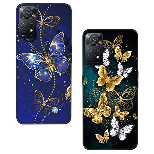Lonrapa 2 Stück Silikon Hülle für Xiaomi Redmi Note 11 Pro 5G Motiv Handyhülle Ultra dünn Stoßfeste Kratzfeste Schutzhülle TPU Case Cover für Redmi Note 11 Pro 4G, Blau & Goldene Schmetterlinge Lonrapa 2 Stück Silikon Hülle für Xiaomi Redmi Note 11 Pro 5G Motiv Handyhülle Ultra dünn Stoßfeste Kratzfeste Schutzhülle TPU Case Cover für Redmi Note 11 Pro 4G, Blau & Goldene Schmetterlinge von Lonrapa